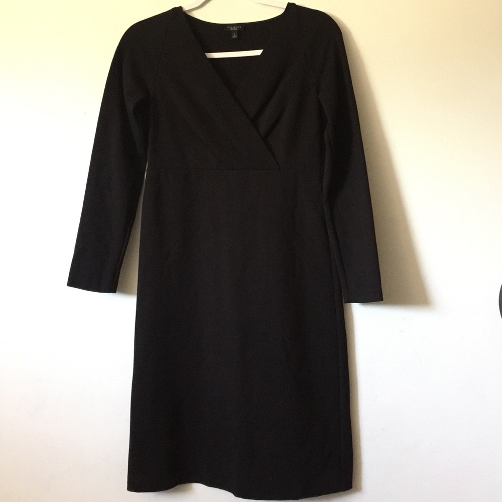 Talbots v-neck black wrap dress long sleeve